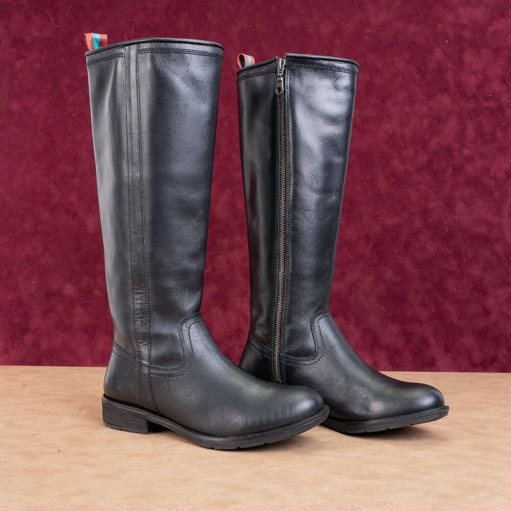 Sofft Woman Black Leather Comfortable Western Riding Zip Knee Boots size 6.5